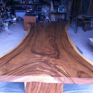 Live Edge Dining Or Conference Table Reclaimed Golden Acacia Wood Single Solid Slab Rare Size 10 1/2 ft Length image 1