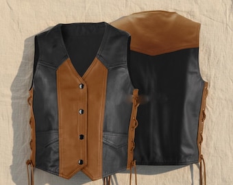 Chaleco clásico de cuero negro para hombre, chaleco de moto de piel sintética vegana, chaqueta de motociclista sin mangas, equipo de carretera estilo cruiser, regalo para hombre