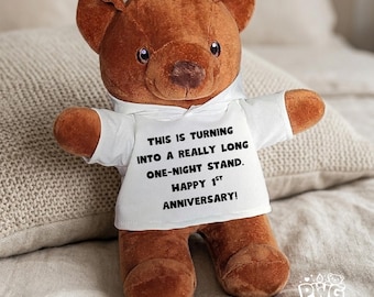 Funny 1st Anniversary Teddy Bear – "Long One-Night Stand" Gift