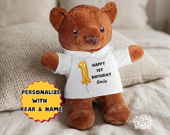 Personalized Birthday Teddy Bear with Custom Name and Age Hoodie