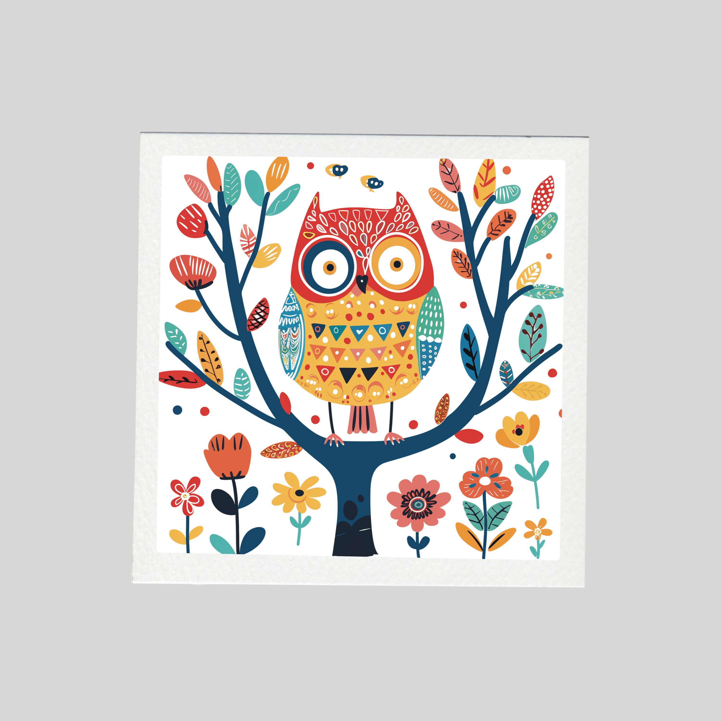 Folk art OWL themed Wall Art, Children’s room Digital Wall Posters. Set of 3 10” x 10&rd