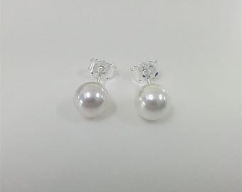 Pandora Treated Freshwater Cultured Pearl 7Mm Stud Earrings Sterling Silver