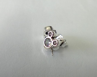Pandora  Mickey Silver Stud Earrings With Cz