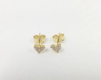 pandora triple stone heart gold  stud earrings