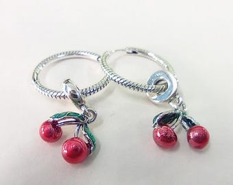 Pandora Moments Earrings Charm Set Hoop S925 Ale Cherry Fruit Dangle