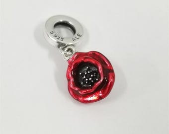 pandora red flower dangle charm