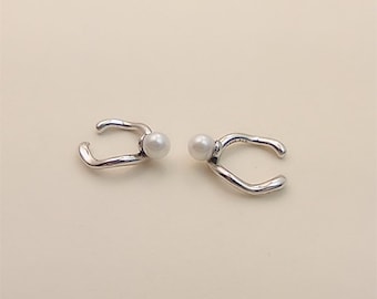 Pandora Organically Shaped Circle And Cultured Pearl Ear Cuff A Pair