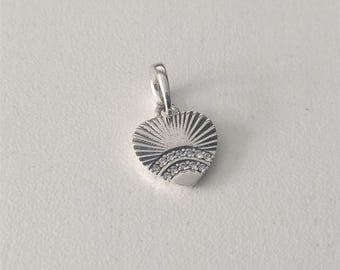 Pandora Fan Of Love Pendant Charm Heart Sterling Silver Ale