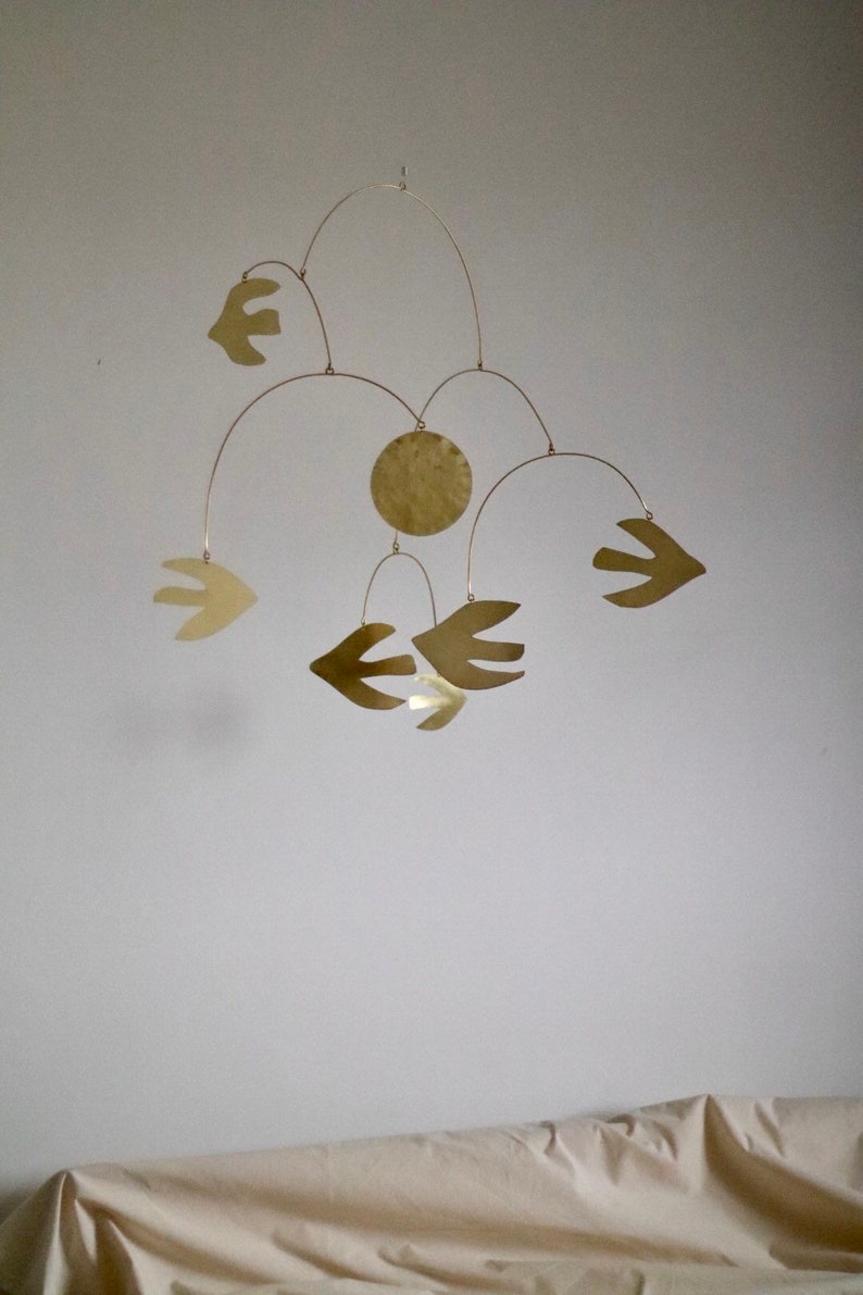 Flock brass kinetic bird mobile image 3