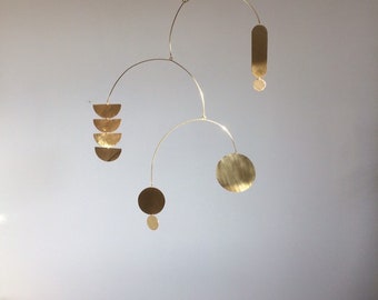 Finch Mobile kinetic handmade modern stylish interior mobile in brass