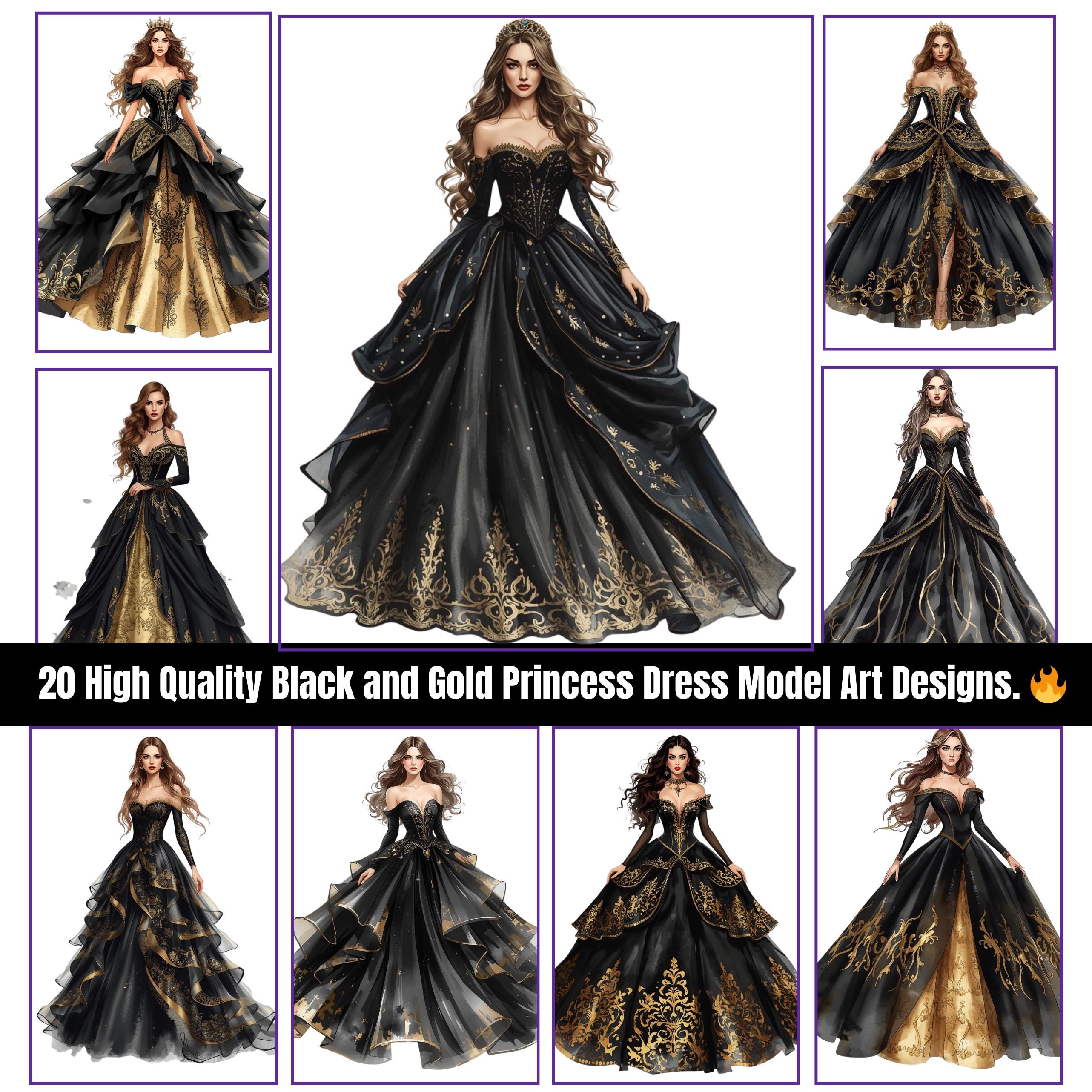 Black Gold Royal Dress - Etsy Black Gold Royal Dress - Etsy