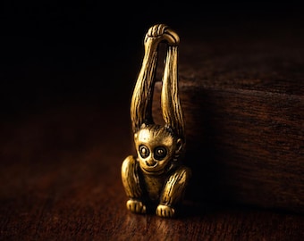 Figura colgante de mono de latón macizo, decoración vintage de animales coleccionables