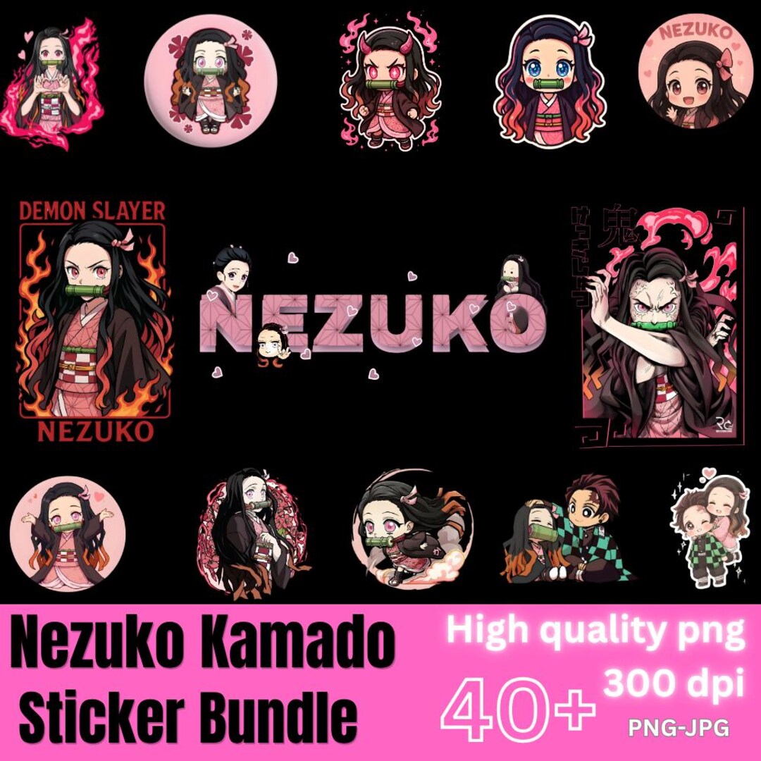 80+nezuko Kamado PNG Bundle – Demon Slayer Anime Stickers 300-dpi ...