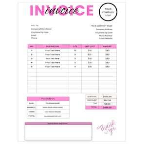 Fully Editable Invoice Template: Professional Business Form (Canva Template).