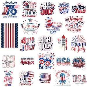 Retro 4 juli PNG-paket | Amerikansk flagga, landet med gratis design (digital nedladdning)