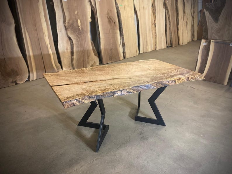 Solid Wood Live Edge Dining Table, Handmade Wooden Table for Dining ...