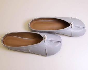 Schwarz Leder Tabi Ballerinas Split Toe Mary Jane Wohnungen Damen Tabi Schuhe Bequeme Schuhe für den Alltag