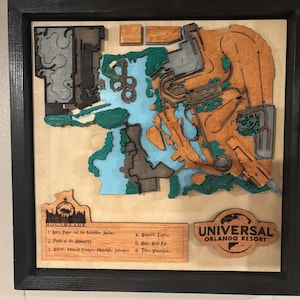 Wooden Wall Map Of Hogsmeade, Laser-Cut Layers - Black Frame