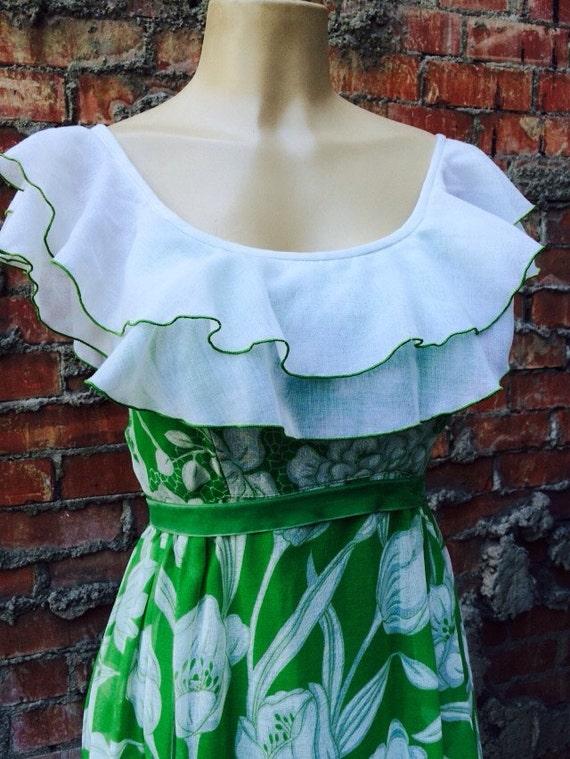 Vintage Green Floral Maxi Dress - image 3