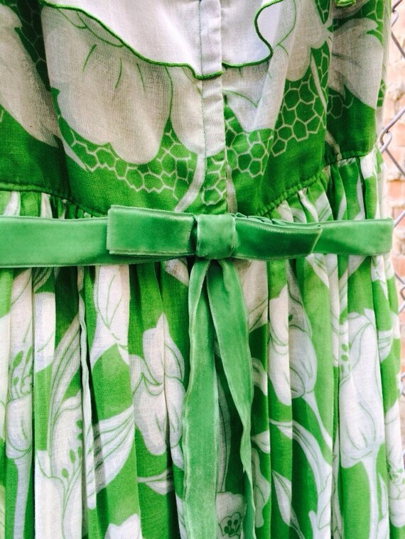 Vintage Green Floral Maxi Dress - image 4