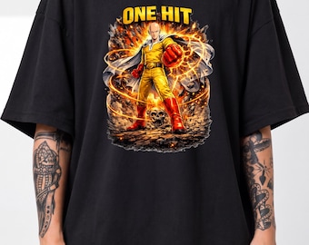 Oversized Unisex Vintage One-Punch Man T-Shirt , Classic Retro