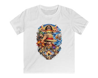 For Kids One Piece Anime T-Shirt, Luffy Straw Hat Shirt, Grand Line Graphic Tee, Vintage Shonen Jump Gift, Japanese Manga Shirt