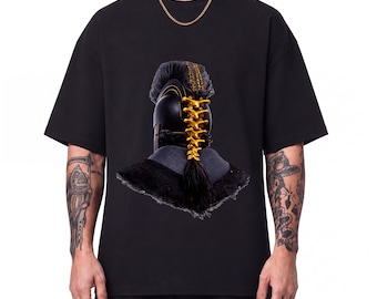 Odyssey Agamemnon Helmet Oversized Unisex Vintage T-Shirt , Classic Retro