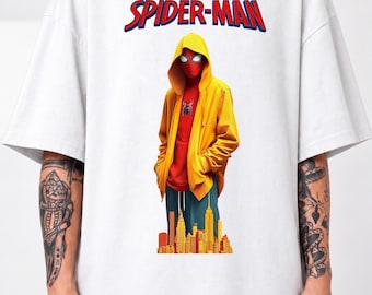 Spider-Man Casual Street Style Oversized T-Shirt, Marvel Hoodie Graphic Tee, Gift for Marvel Lovers