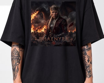 Rhaenyra Targaryen HOTD Oversized Unisex Vintage T-Shirt, Fantasy Medieval Warrior Graphic Tee