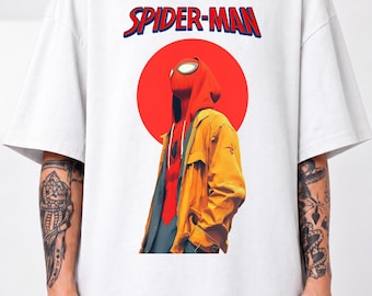 Spider-Man Modern Street Style T-Shirt, Oversized Marvel Graphic Tee, Comic Fan Gift