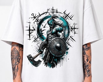 Viking Warrior Oversized Unisex T-Shirt, Norse Mythology Graphic Tee, Gift for Viking Fans