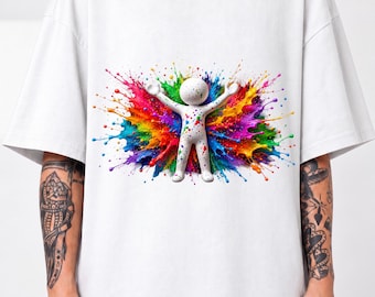 Meccha Chameleon Video Game Oversized Unisex Vintage T-Shirt, Camouflage Hide and Seek Painting Gaming Tee