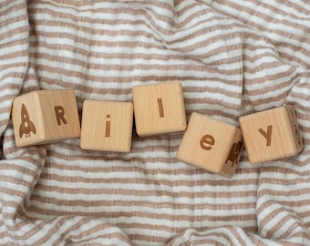 Natural Wooden Letter Blocks / Baby Name Blocks / Letter Blocks / Alphabet Blocks (Raw Wood)