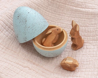 Fillable Large Wooden Speckled Easter Egg / Hollow Egg