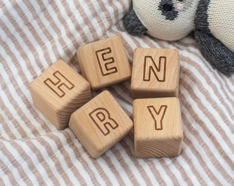 Wooden Baby Name Blocks / Natural Wooden Letter Blocks / Alphabet Blocks (Raw Wood)