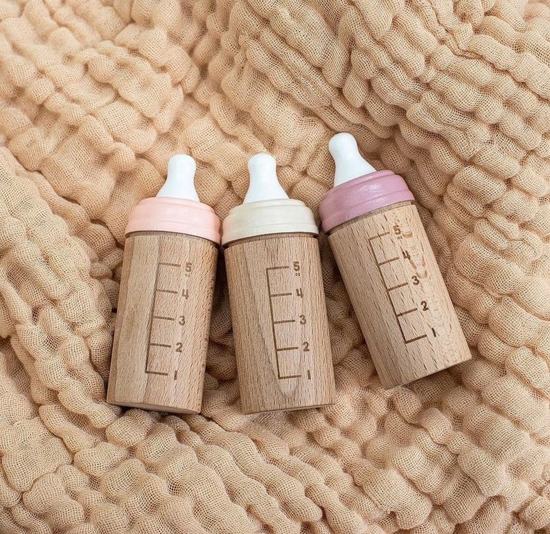 Mini Wooden Toy Doll / Baby Bottle / Toys for Dolls / Natural Play image 3