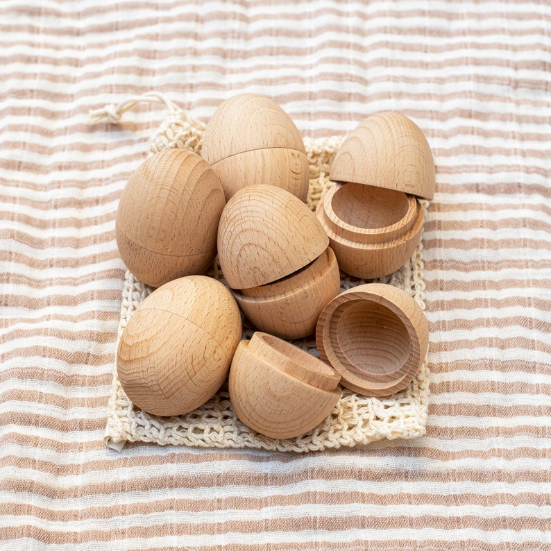 Huevos de Pascua de madera huecos crudos / Huevos de Pascua rellenables imagen 1