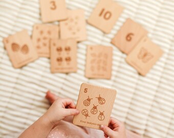 Wooden Number Flashcards (Nature) / Beech Wood Learning Cards