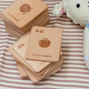 Wooden Alphabet Flashcards / A-Z Beech Wood Cards / Alphabet Cards