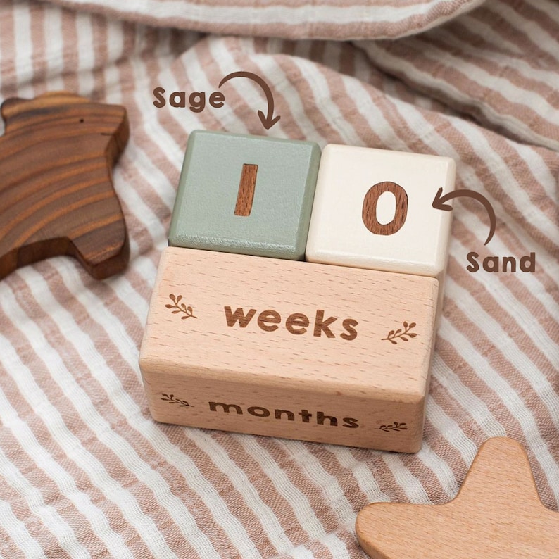 Wooden Baby Milestone Blocks custom Colours / Milestone Etsy