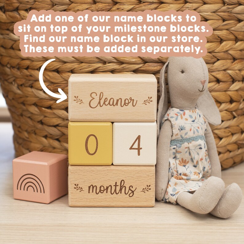 Wooden Baby Milestone Blocks With Scripted Font custom Etsy UK