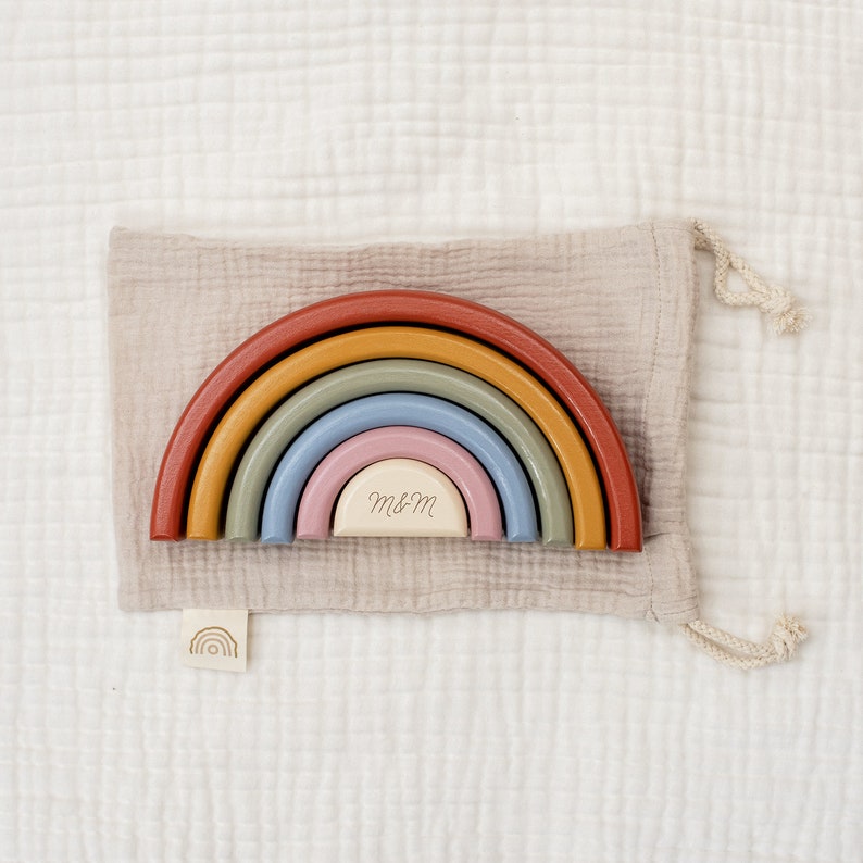 Custom Painted Wooden Rainbow / Toy Rainbow / Nursery Decor / Stacking Rainbow image 5
