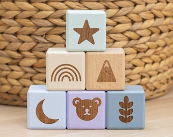 Wooden Symbol Blocks / Decorative Picture Blocks / Nursery Decor