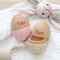 Personalized Wooden Easter Egg: Speckled Beech Wood Fillable Egg product logo