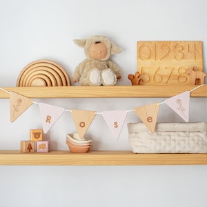 Personalised Wooden Name Bunting (Wood + Colour) / Nursery Decorations / Birthday Bunting