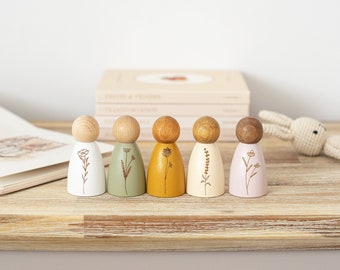Wildflower Peg Dolls (Part I) / Wooden Peg Dolls / Wooden Flower Dolls / Nursery Decor