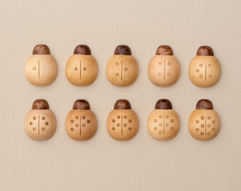 Wooden Counting Ladybugs: Beech Wood Natural Play Set