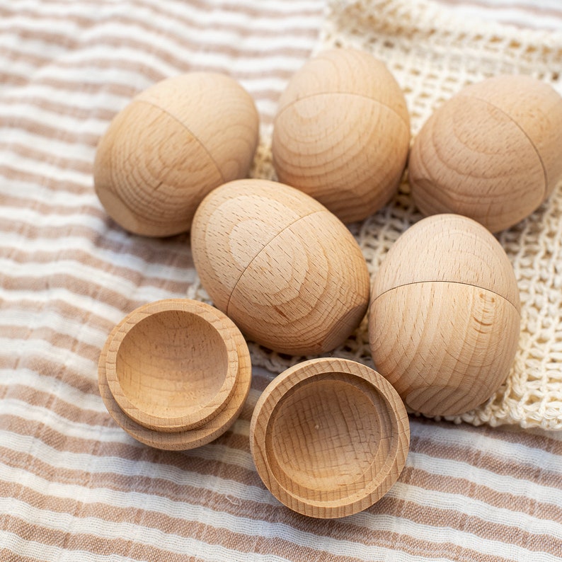 Huevos de Pascua de madera huecos crudos / Huevos de Pascua rellenables imagen 2