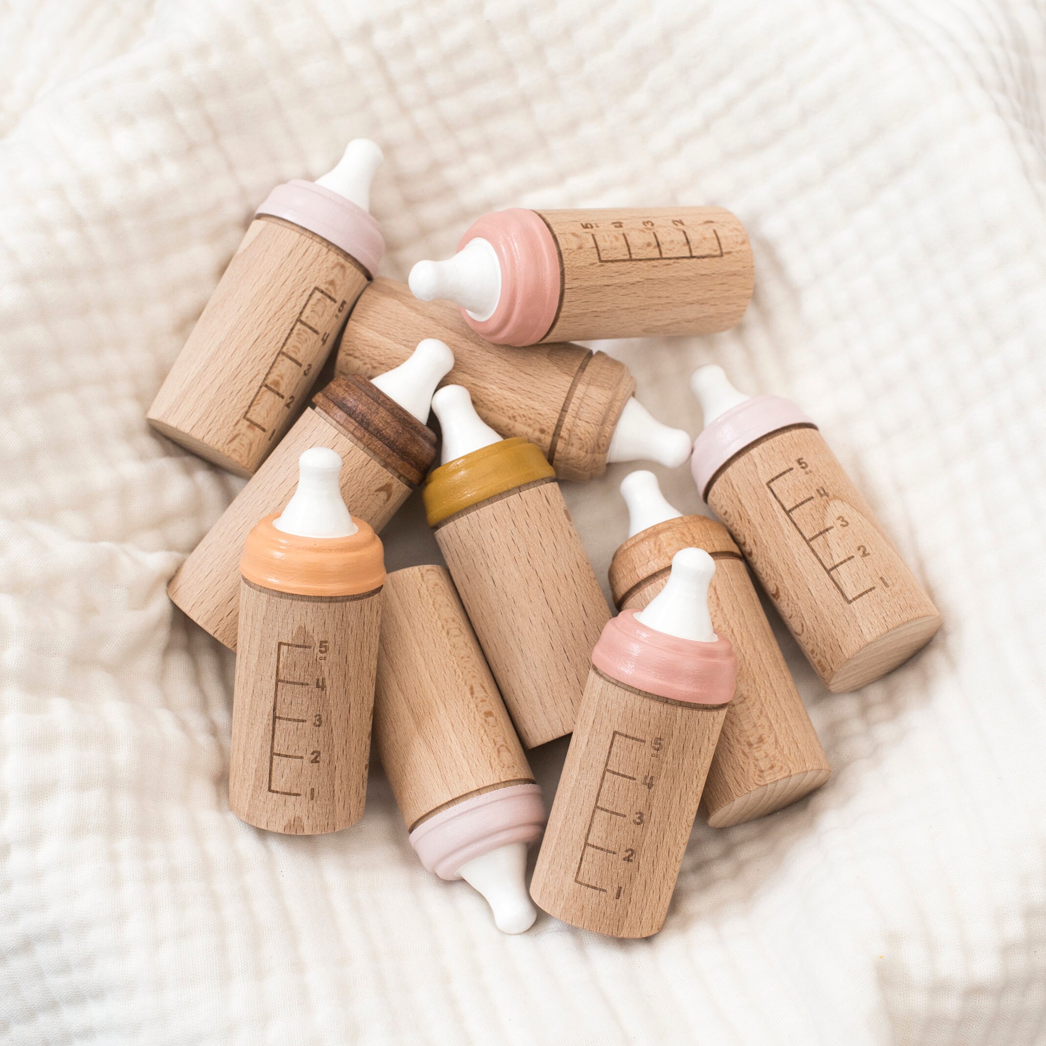 Mini Wooden Toy Doll Baby Bottle Toys for Dolls Natural Play