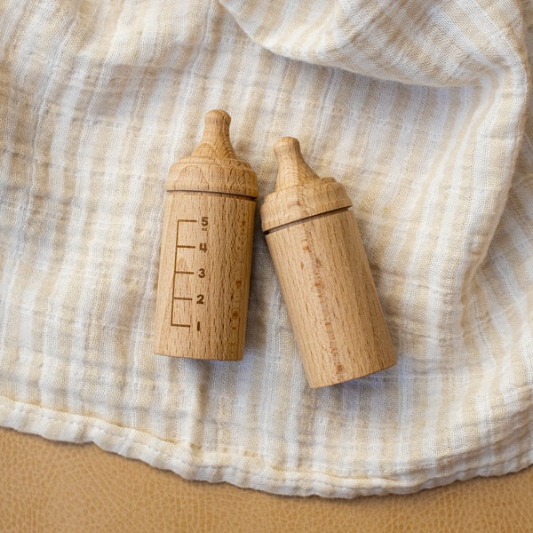 Mini Wooden Toy Doll / Baby Bottle / Toy Bottle / Toys for Dolls (Raw Wood)